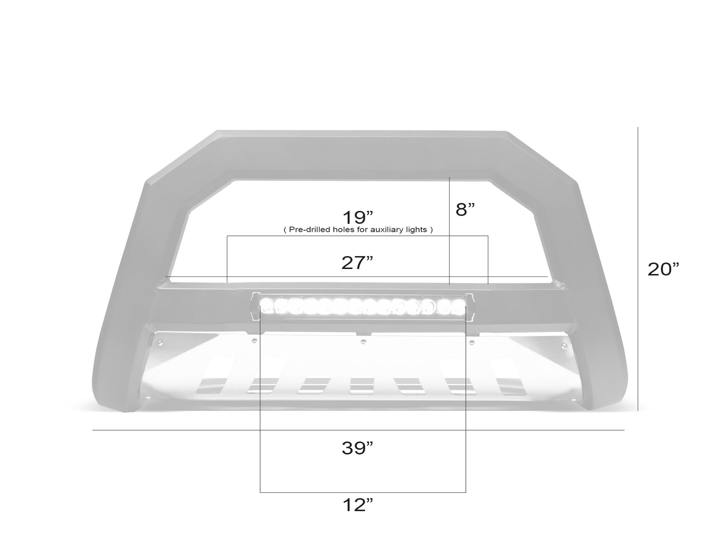 Armordillo 2019-2024 Dodge Ram 1500 AR Bull Bar w/LED - Matt Black W/ Aluminum Skid Plate