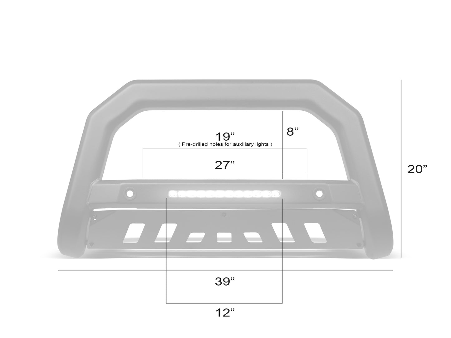 Armordillo 2021-2024 Ford Bronco AR-T Bull Bar w/Parking Sensor - Matte Black