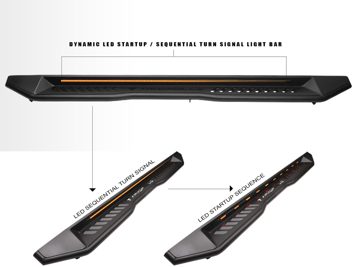 Armordillo 2019-2023 Dodge Ram 1500/TRX Crew Cab FX Running Board w/ LED - Matte Black