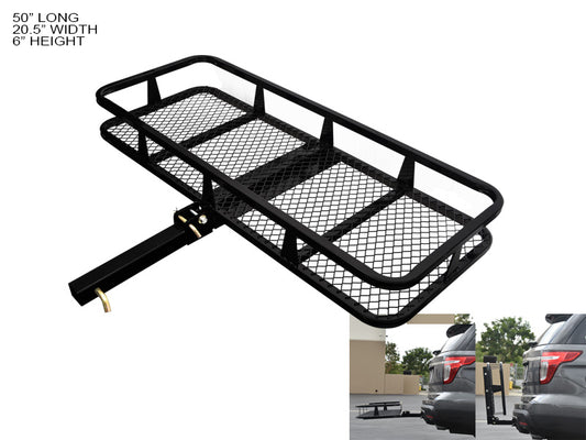 Armordillo 2" Hitch Cargo Carrier 20" X 48" Basket Style Fold Up Trailer Hitch - Black - Armordillo USA by I3 Enterprise Inc. 