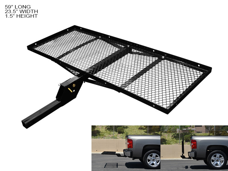 Armordillo 2" Hitch Cargo Carrier 23' X 59' Tray-Style Fold Up Trailer Hitch - Black - Armordillo USA by I3 Enterprise Inc. 