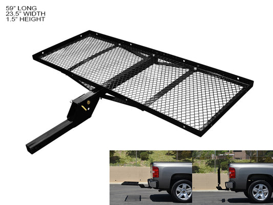 Armordillo 2" Hitch Cargo Carrier 23' X 59' Tray-Style Fold Up Trailer Hitch - Black - Armordillo USA by I3 Enterprise Inc. 