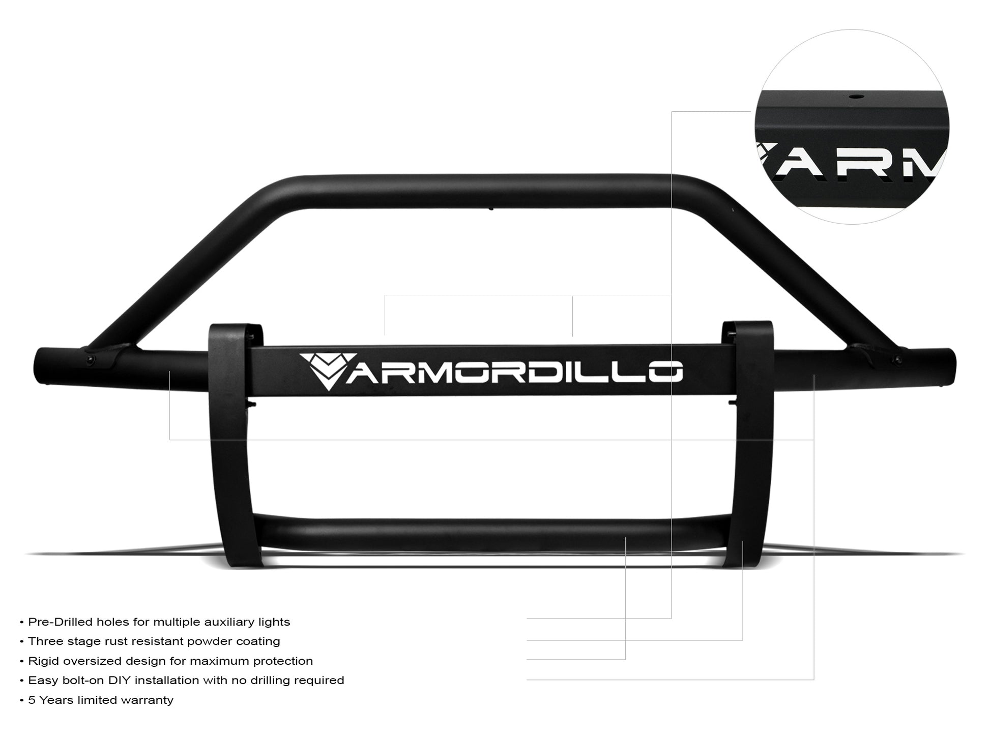 Armordillo 2009-2018 Dodge Ram 1500 AR Pre-Runner Guard - Matte Black - Armordillo USA by I3 Enterprise Inc. 