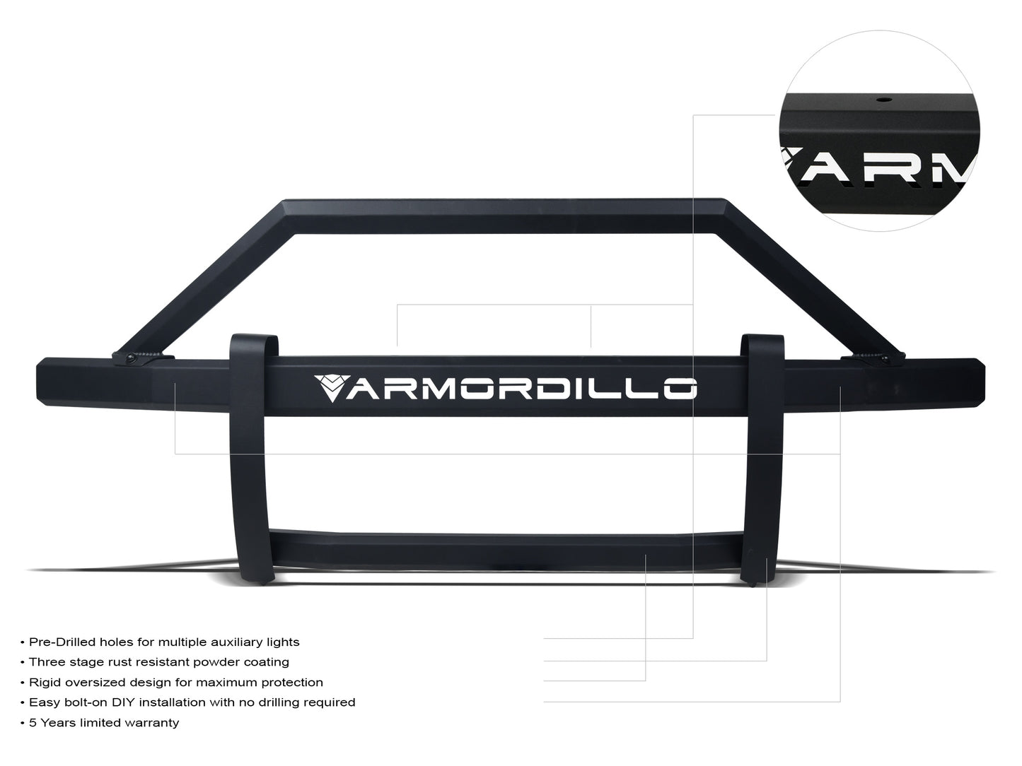 Armordillo 2017-2020 Nissan Titan（不包括。XD）AR2 Pre-Runner Guard - 哑光黑色