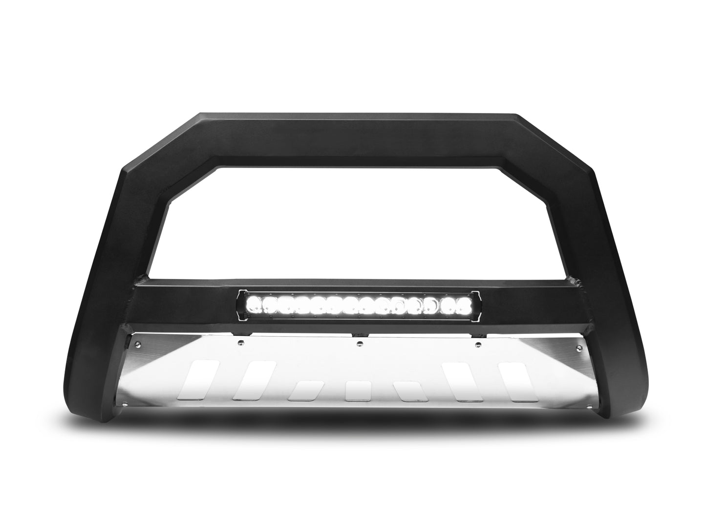 Armordillo 2002-2009 Chevy Trailblazer/Trailblazer EXT AR Series Bull Bar w/ LED - Matte Black w/ Aluminum Skid Plate - Armordillo USA by I3 Enterprise Inc. 