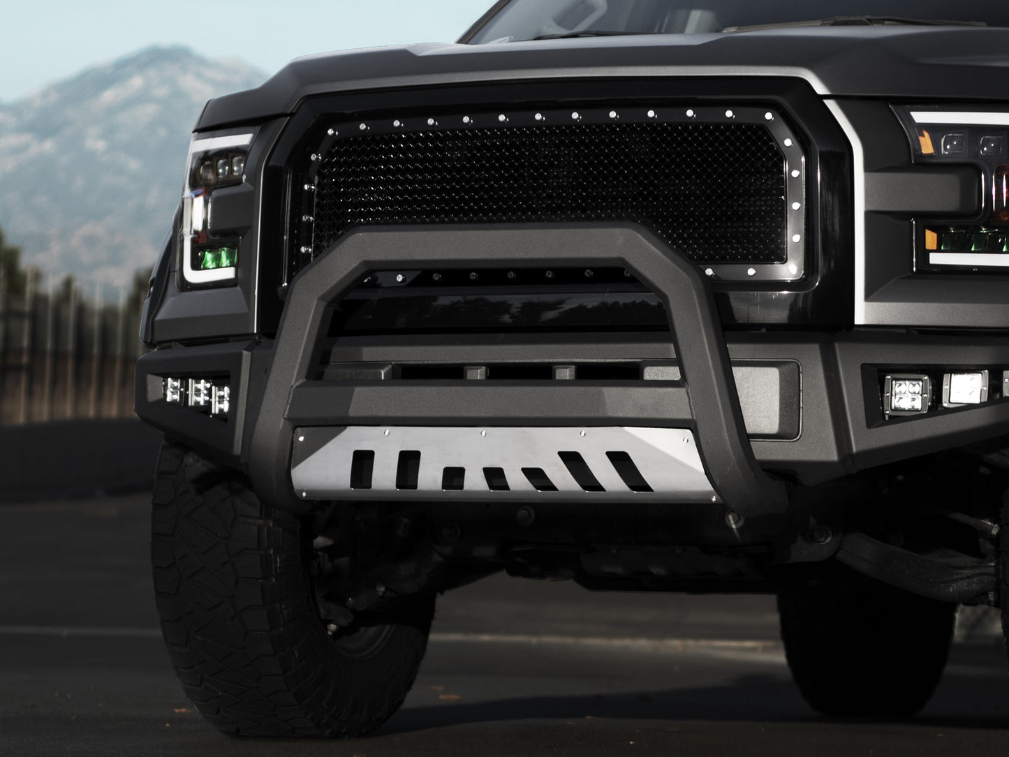 Armordillo 2016-2020 Nissan Titan XD AR Series Bull Bar - Matte Black W/Aluminum Skid Plate - Armordillo USA by I3 Enterprise Inc. 