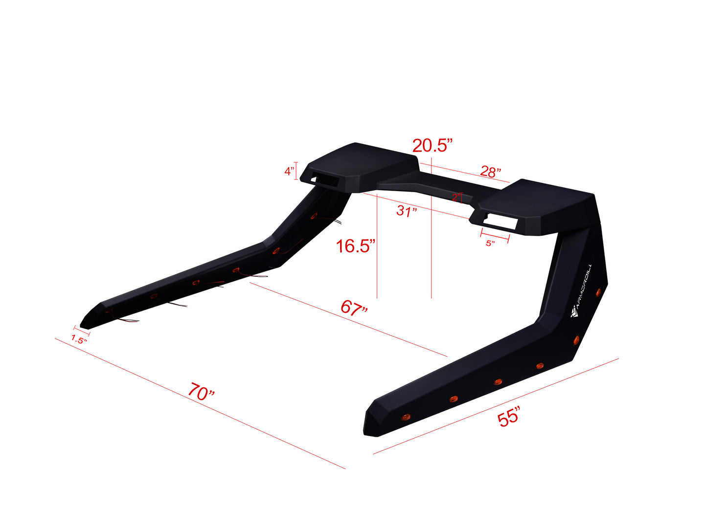 适用于全尺寸卡车的 Armordillo Stealth Chase 行李架（不包括 2009-2018 年 Dodge Rams Classic、Ford F-250/F-350/F-450/20+ 2500/3500）