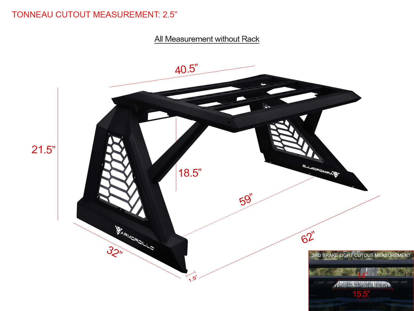 Armordillo CR-X Rack Chase Rack For Mid Size Trucks